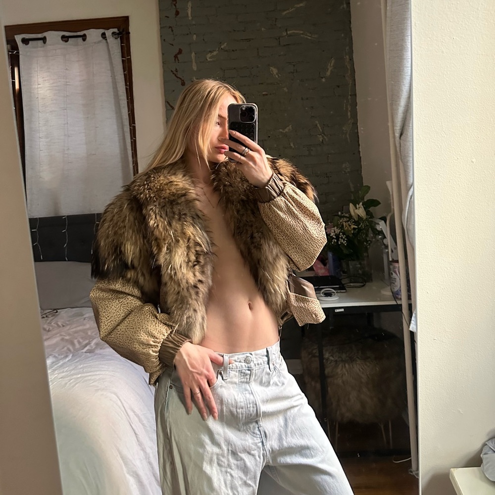 Marvin Richards Brown and Tan Teddy Jacket with Plush Collar